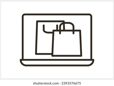 Online computer shopping icon isolated Mobile store sketch clipart Vector stock illustration EPS 10