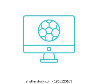 Online computer soccer icon. Outline online computer soccer vector icon for web design isolated on white background. euro 2020 football