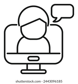 Online computer speech icon outline vector. Influencer message. New blogger