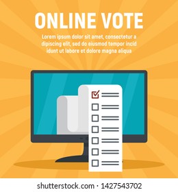Online computer vote concept banner. Flat illustration of online computer vote vector concept banner for web design