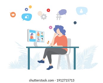 Online concept gesture illustration vector. 