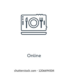 Online concept line icon. Linear Online concept outline symbol design. This simple element illustration can be used for web and mobile UI/UX.