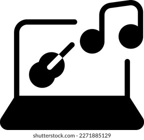 Vector de iconos de conciertos en línea - Este icono suele estar diseñado para representar un concierto de música en línea. Puede incluir una nota musical o un micrófono junto con una imagen de un escenario o de una sala de conciertos