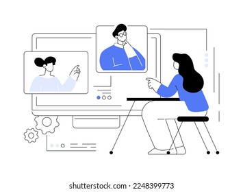 Online conference abstract concept vector illustration. Online business conference, meeting and negotiations, partners agreement, internet event platform, digital meetup abstract metaphor.