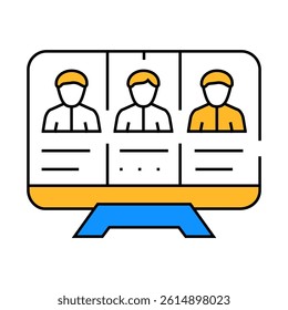 online conference business manager and client line icon vector. online conference business manager and client sign. isolated symbol illustration