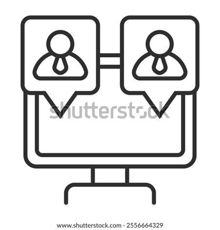 Online conference icon, Online meeting symbol outline icon, editable vector illustration and transparent graphic element. Isolated on white background