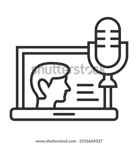 Online conference icon, Online meeting symbol outline icon, editable vector illustration and transparent graphic element. Isolated on white background