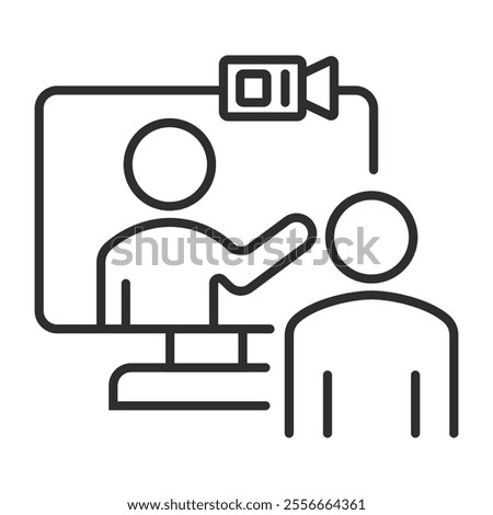 Online conference icon, Online meeting symbol outline icon, editable vector illustration and transparent graphic element. Isolated on white background