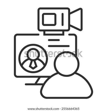 Online conference icon, Online meeting symbol outline icon, editable vector illustration and transparent graphic element. Isolated on white background