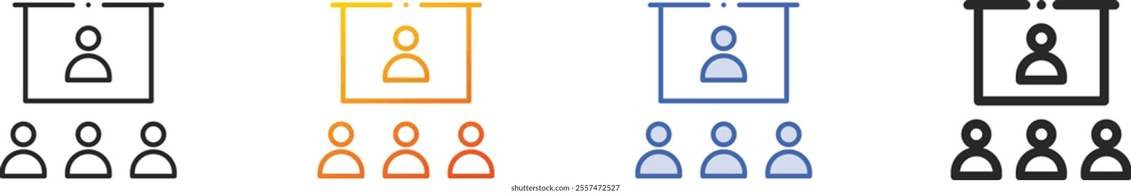 online conference icon.Thin Linear, Gradient, Blue Stroke and bold Style Design Isolated On White Background