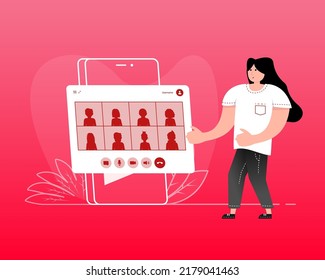 Online conference people. Flat vector illustration. Vector illustration.
