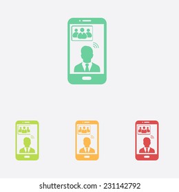 Online conference smart phone icon.
