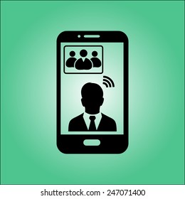 Online conference smart phone icon.