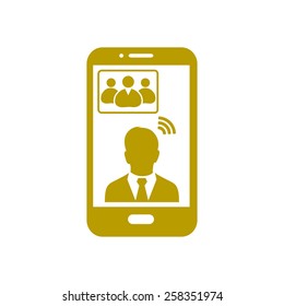 Online conference smart phone icon.