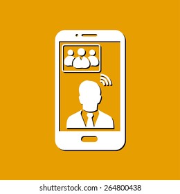 Online conference smart phone icon.