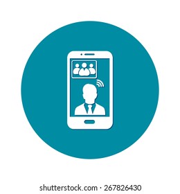 Online conference smart phone icon.