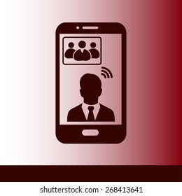 Online conference smart phone icon.