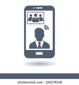 Online conference smart phone icon.