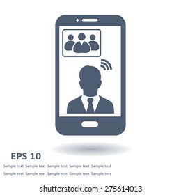 Online conference smart phone icon.
