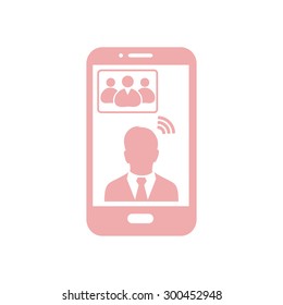 Online conference smart phone icon.