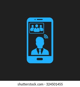 Online conference smart phone icon.