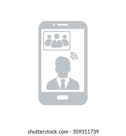 Online conference smart phone icon.