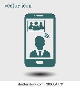 Online conference smart phone icon.