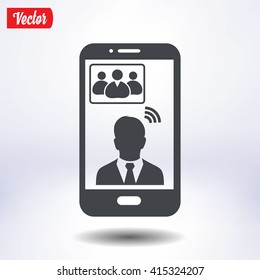 Online conference smart phone icon.