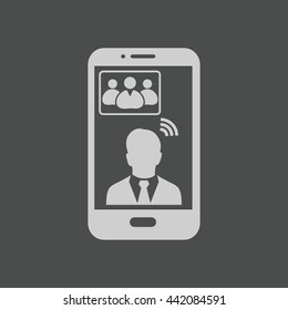 On-line conference smart phone icon.