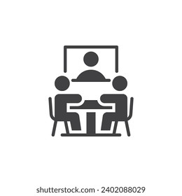 Online conference vector icon. Webinar meeting filled flat sign for mobile concept and web design. Video conferencing glyph icon. Symbol, logo illustration. Vector graphics