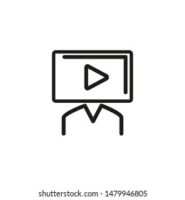 Online conference vector line icon. Guidance, qualification, online. Training concept. Vector illustration can be used for topics like self studying, business, training