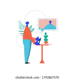 Online conference, Video chat, business vector illustration in modern, trendy style