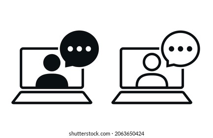 Online conference, webinar icon. Video call, discussion, online learning, Illustration vector