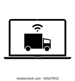 Online connected truck icon - Black glyph