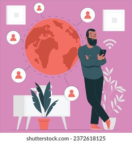 ilustración de diseño vectorial de conexión en línea