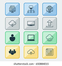 Online Connection Icons Set. Collection Of Data Synchronize, Team, PC And Other Elements. Also Includes Symbols Such As News, Screen, People.