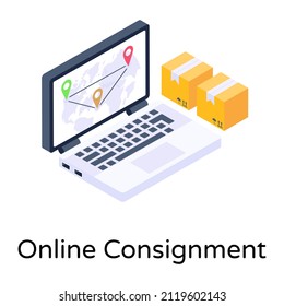Online consignment in isometric editable vector 

