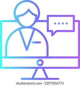 Online Consultan Business people icon with blue duotone style. answer call, communication, broadcast camera, people, cooperation, chatting online, consultant service. Vector illustration