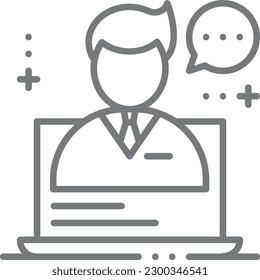 Online Consultant Business people icon with black outline style. call, service, technology, communication, care, help, support. Vector illustration
