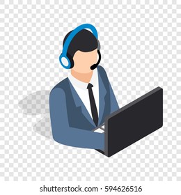 Online consultant isometric icon 3d on a transparent background vector illustration