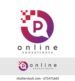 online consultants initial Letter P Logo design