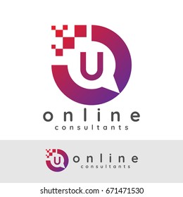 online consultants initial Letter U Logo design