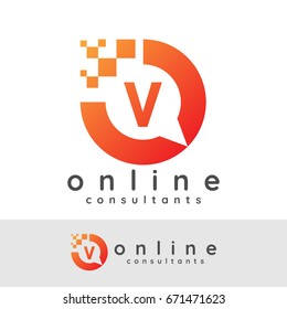 online consultants initial Letter V Logo design