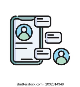 Online Consultating Icon Vector Illustration. Flat Outline Cartoon. Business Analytics Icon Concept Isolated Premium Vector