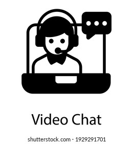 
Online consultation concept, video chat filled icon