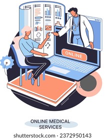 Online consultation with doctor concept. Online medicine and healthcare application for website. Medical diagnostics with Internet. Doctors examining patient using medical app on smartphone
