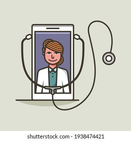 Online consultation doctor vector illustration. Online medicine and healthcare application concept for website. Doctor online icon. Medical diagnostics over the Internet. 