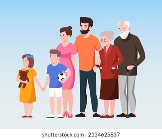 Online consultation with family physician via mobile app, healthcare needs of all age groups within family. Digital prescriptions and teletherapy. Flat vector illustration in cartoon style
