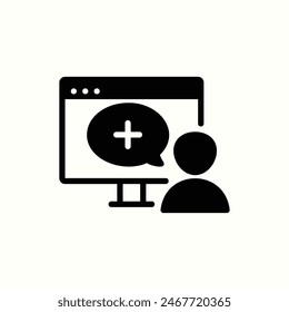 online consultation icon, isolated black style icon