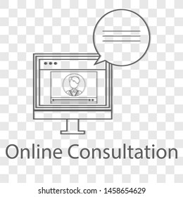 Online consultation icon on transparency background. Flat style vector illustration.